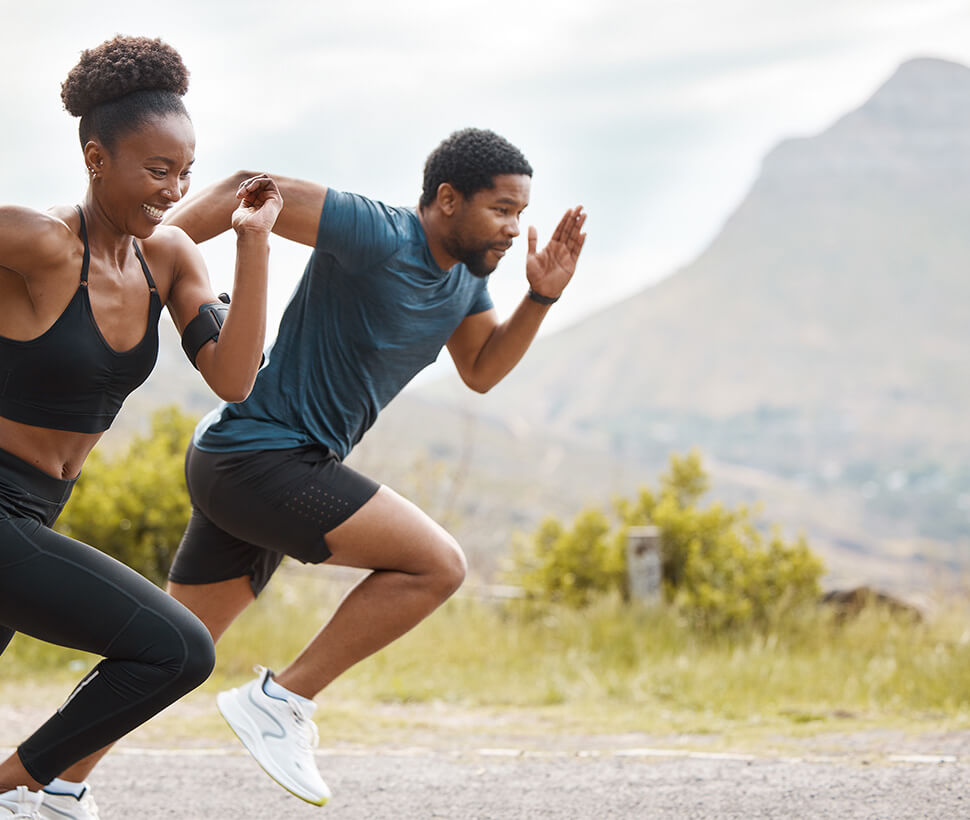 athletic couple running