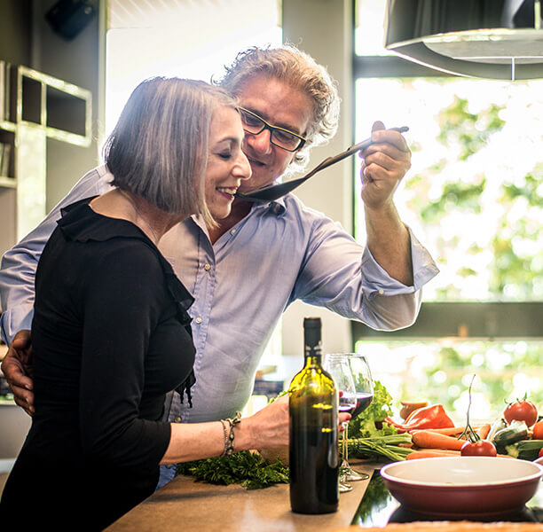 couple cooking together