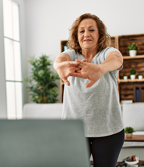 woman doing home workout